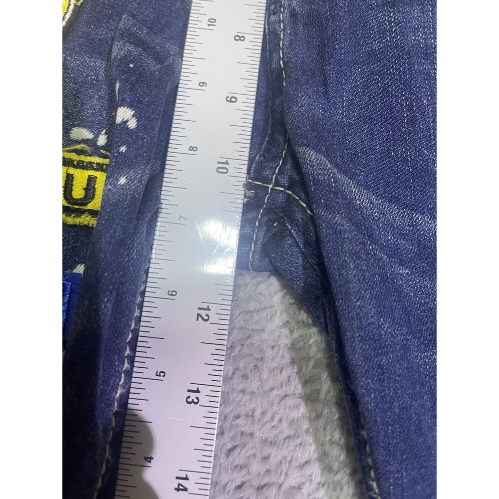 Dishou Jeans Men's 33X28 (Tag 36) Distressed Patched Splatter‎ Ripped Slim Blue - Picture 3 of 16